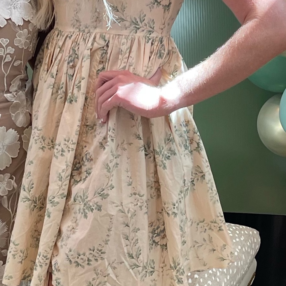 Selkie Cream Pink Strapless Mini Sundress